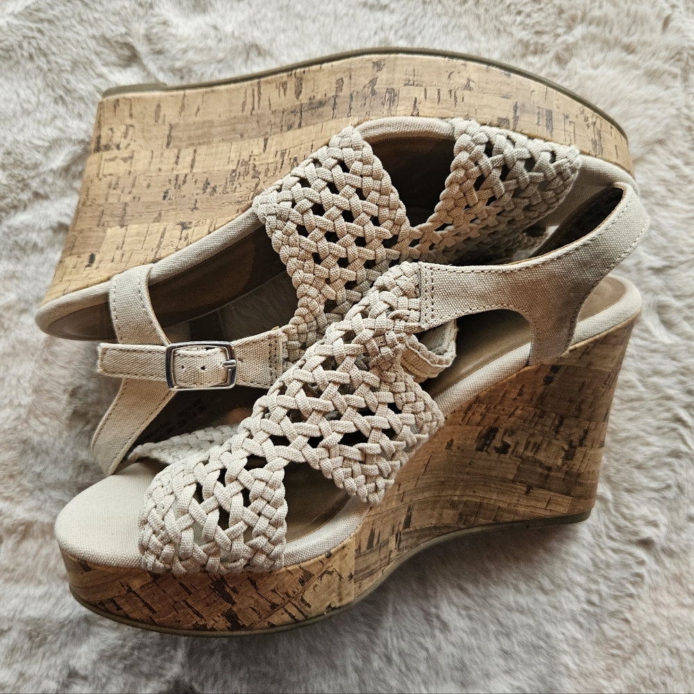 Sonoma Beige Woven Wedge Sandals